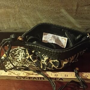 Capelli of New York Black and Tan Animal Print Clutch